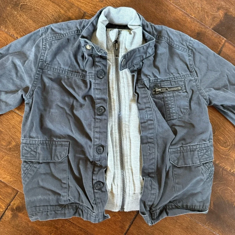 Genuine Kids Oshkosh Boys 4T Shacket‎ Jacket Sweatshirt Gray Zip Up